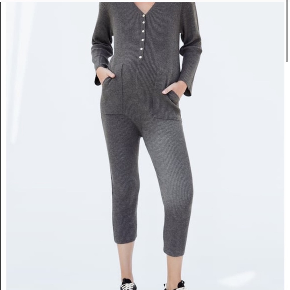 NWT Zara Maternity Mood Ribbed Knit Jumpsuit sz S - Picture 3 of 11